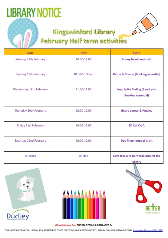 Kingswinford Library - Children's Half Term Activities